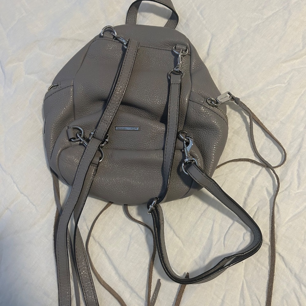 Rebecca Minkoff Gray Leather Mini Julian Backpack - Picture 2 of 3